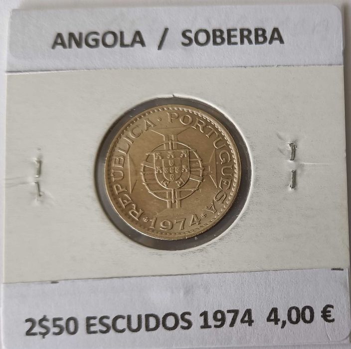5 Moedas Portuguesas  2$50 Escudos da Ex Colónia Ultramarina de Angola