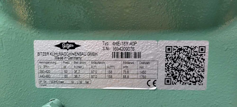 Sprężarka chłodnicza BITZER 4HE-18Y / 4HE-15Y 73,6 m3/h 63KW