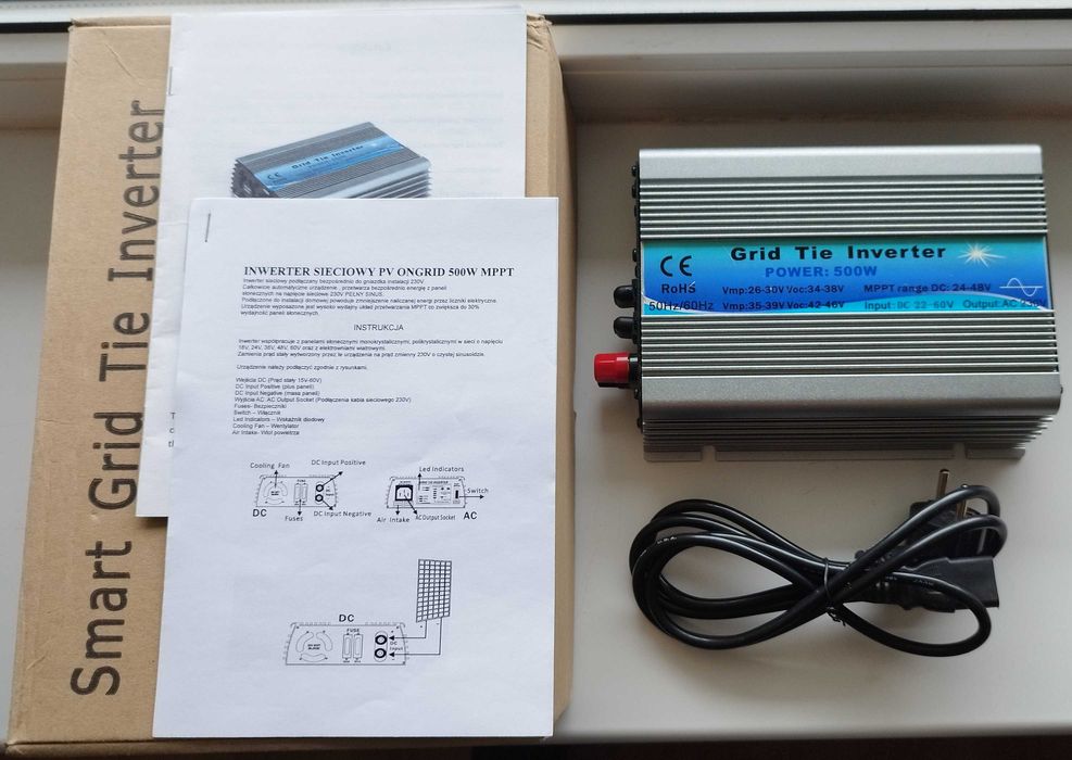 Fotowoltaika balkonowa inwerter solarny sieciowy przetwornica 500WMPPT