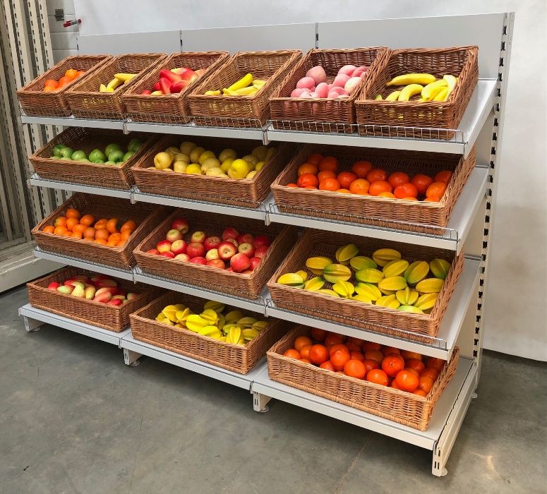 REGAŁ WARZYWNICZY PIEKARNICZY warzywa owoce metalowy sklepowy 2 metry