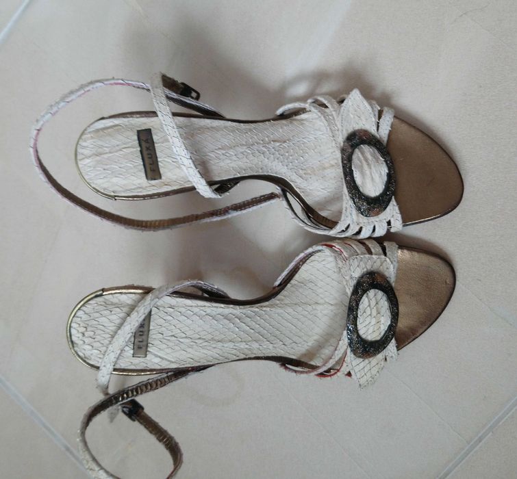 sandały Fluxa 37, buty 37, cream, ecru, beż, wąż
