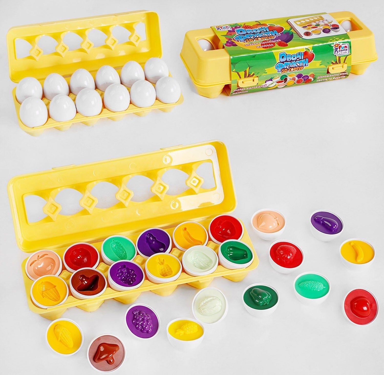 Овочі та фрукти 3D сортер 48666 Яєчний лоток яйца розвиваюча гра цифри