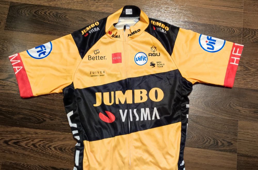Koszulka kolarska Jumbo VISMA chłopak lat 9-10