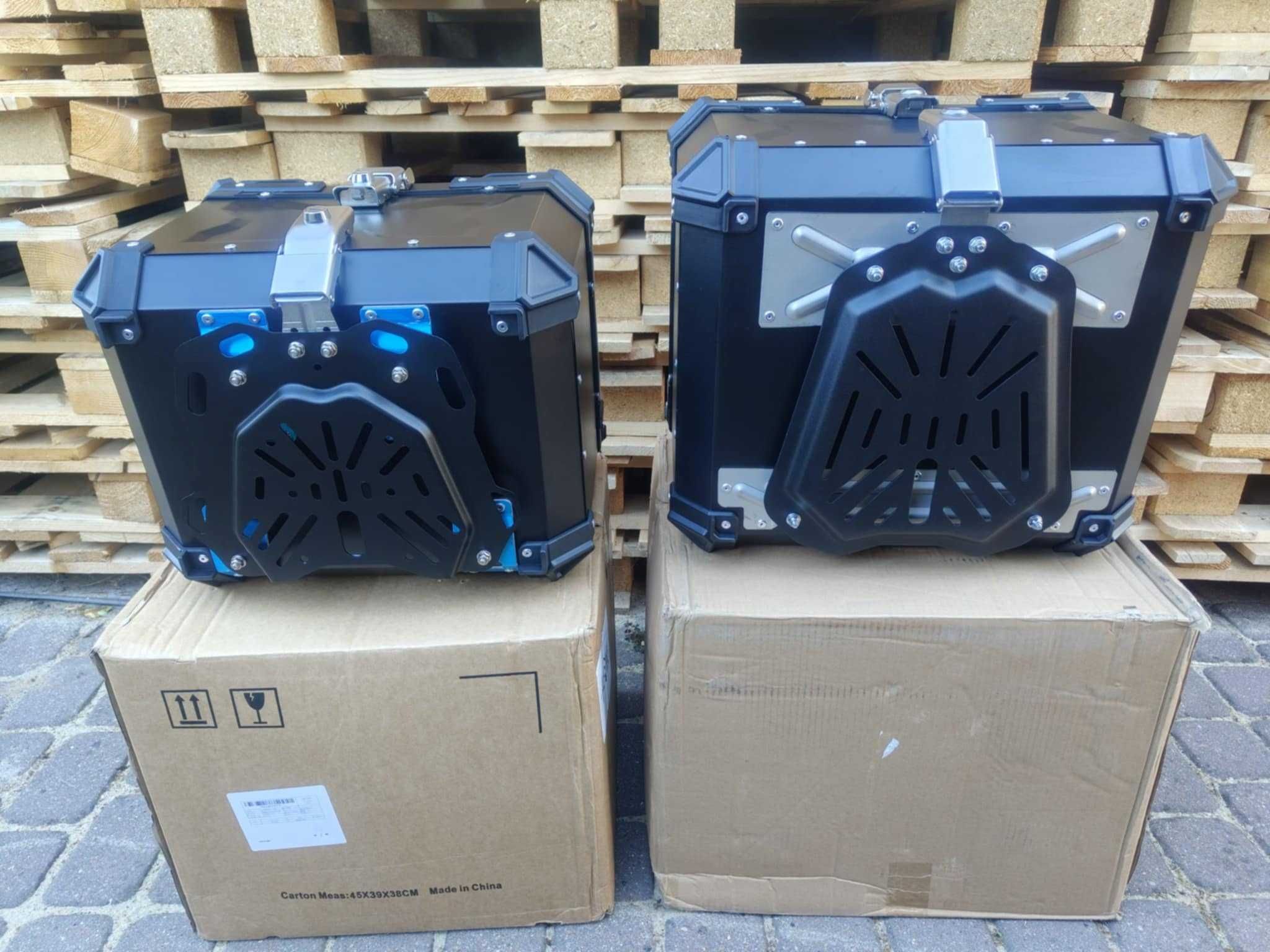 ALUMINIOWY kufer motocyklowy CZARNY 45L / 55L / 65L +PŁYTA +wykładzina