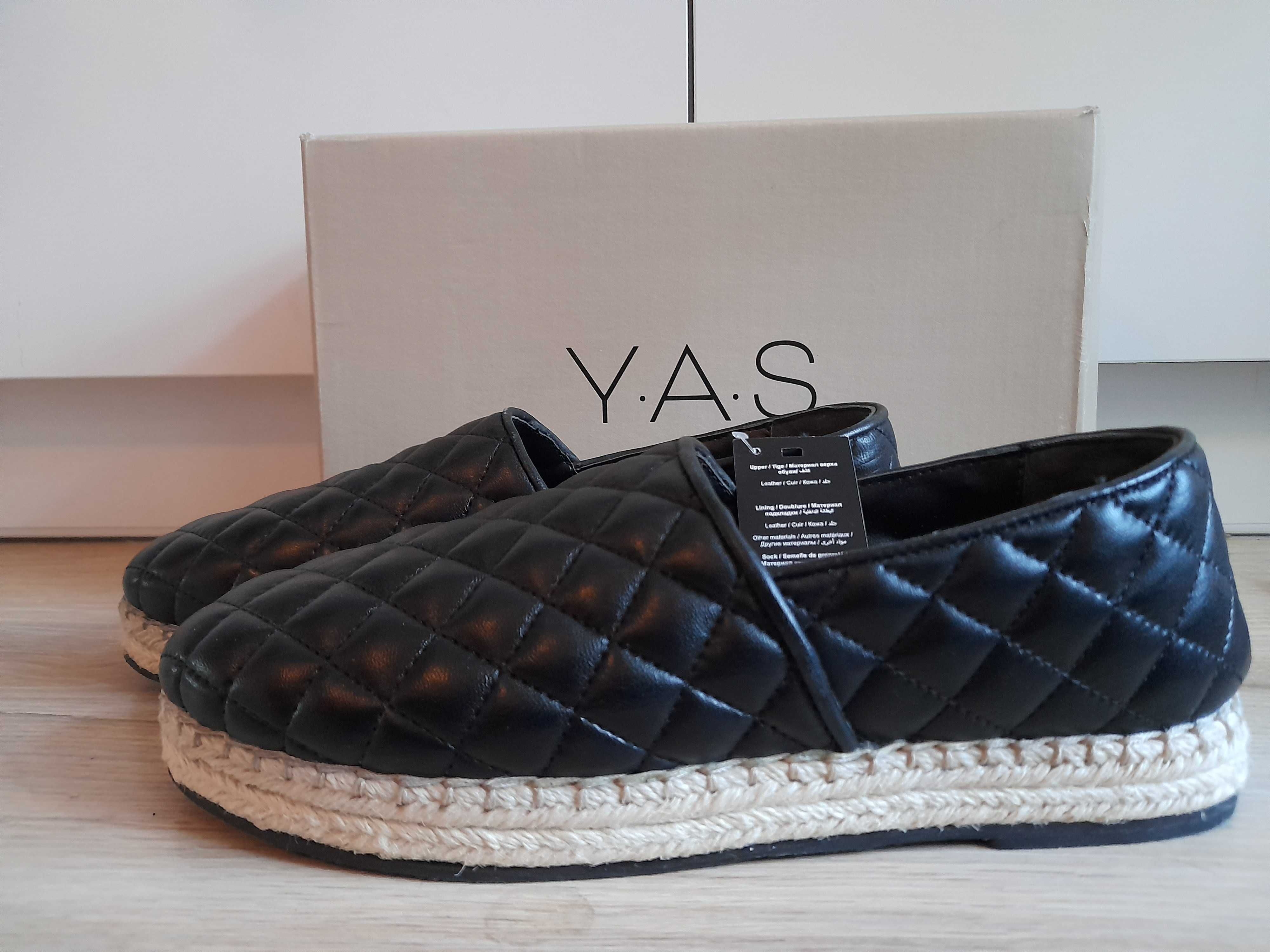 Nowe 40 skórzane Espadryle YAS Y.A.S Yasquilta oryginalne w pudełku