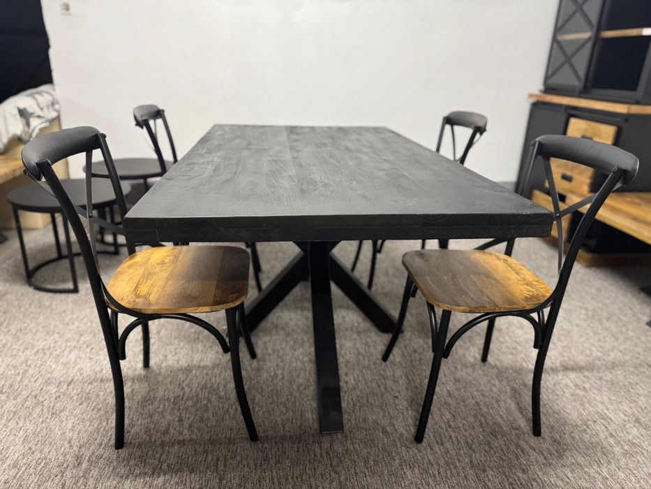 Stół z krzesłami styl LOFT piękno egzotycznego drzewa mango ZAPRASZAM