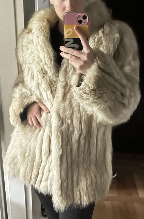 Naturalne futro srebrny lis - vintage