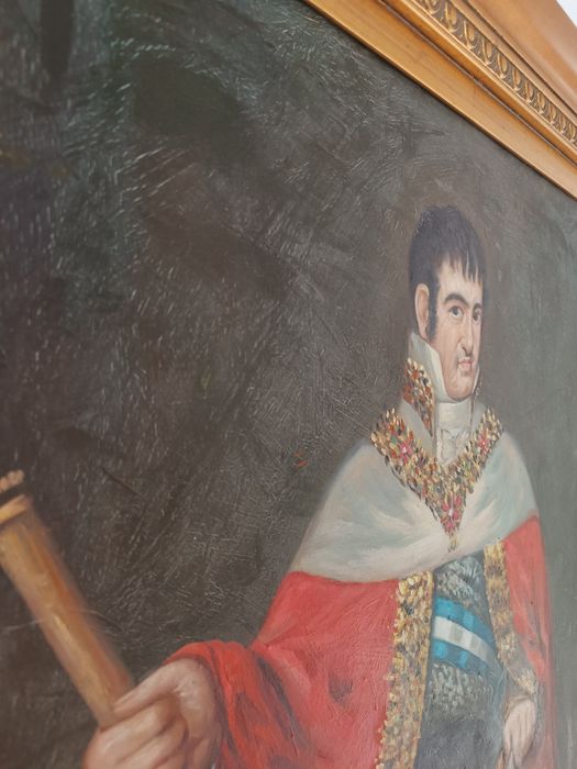 Duży Stary Obraz olejny  złota rama