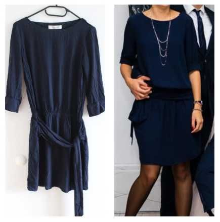 Piękna granatowa sukienka na wesele lub na codzień Promod