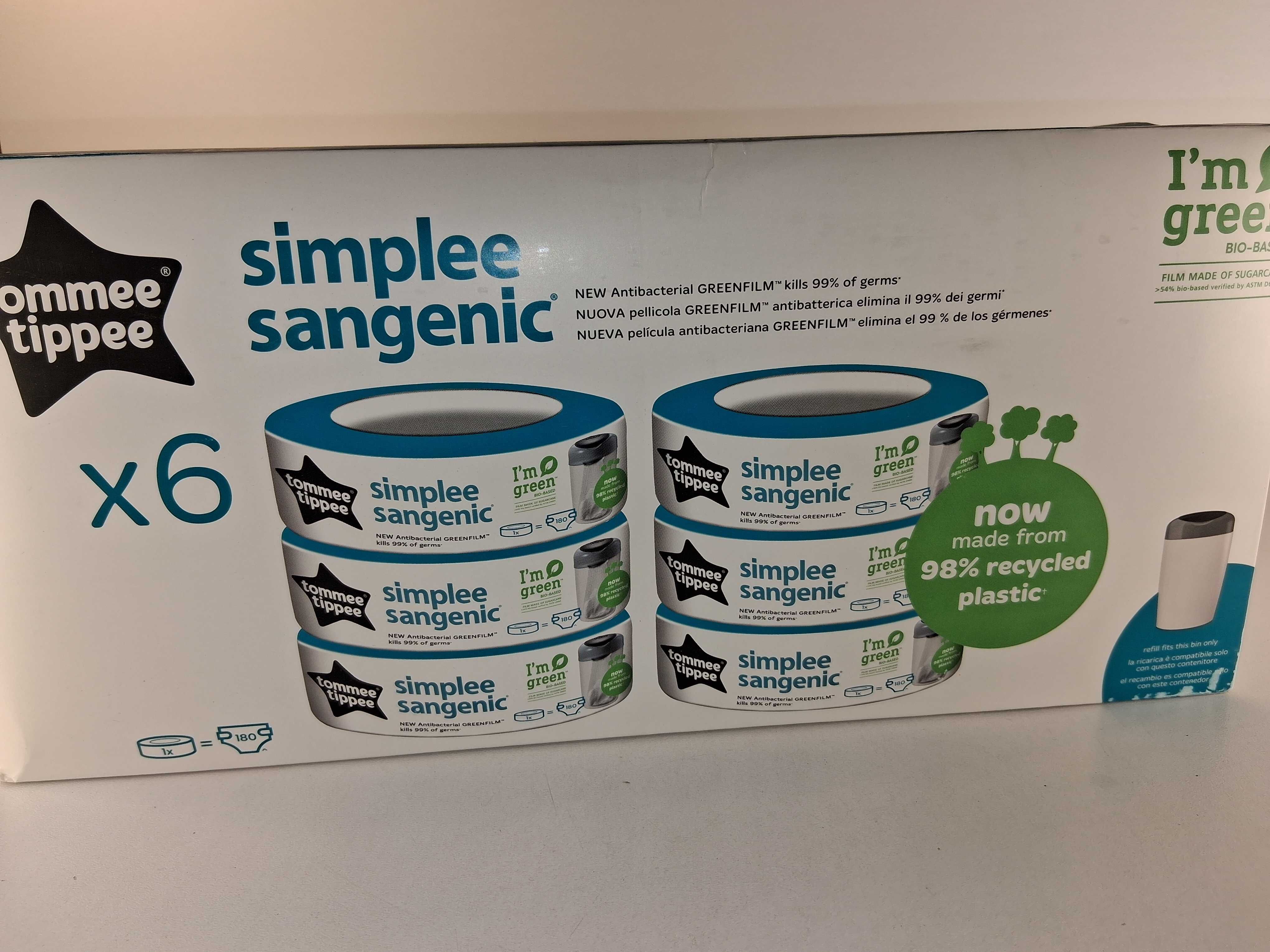 G013 Zestaw 6x Wkłady Do Kosza Na Pieluchy Tippee Sangenic Simplee