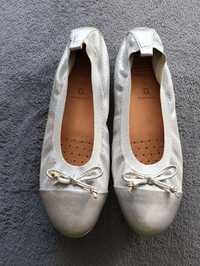 Geox baleriny srebrno-biale skórzane jak nowe!