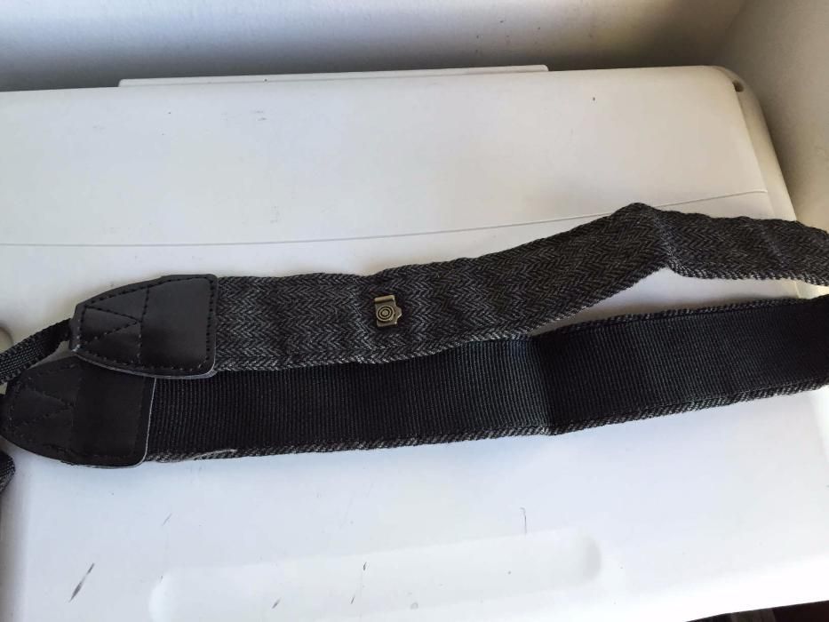 Fita Correia Tecido Preto p/ Máquina Fotográfica DSRL Canon Nikon Sony