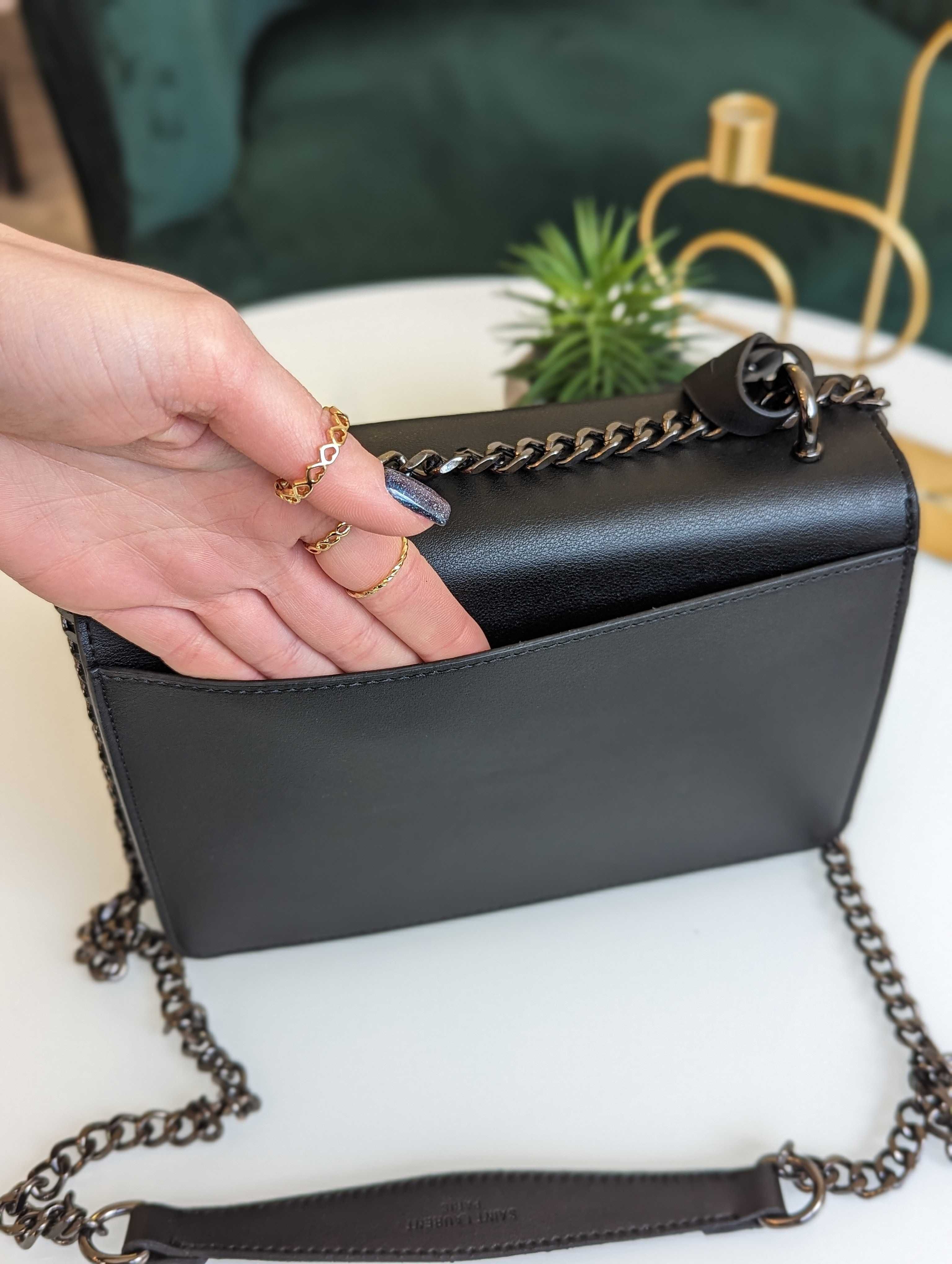 Женская сумка Yves Saint-Laurent Lux Лоран черный бежевый ЛЮКС