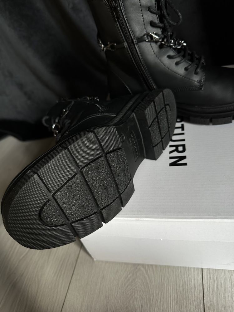 Yourturn botki sznurowane łańcuch 38 buty czarne traktory zalando