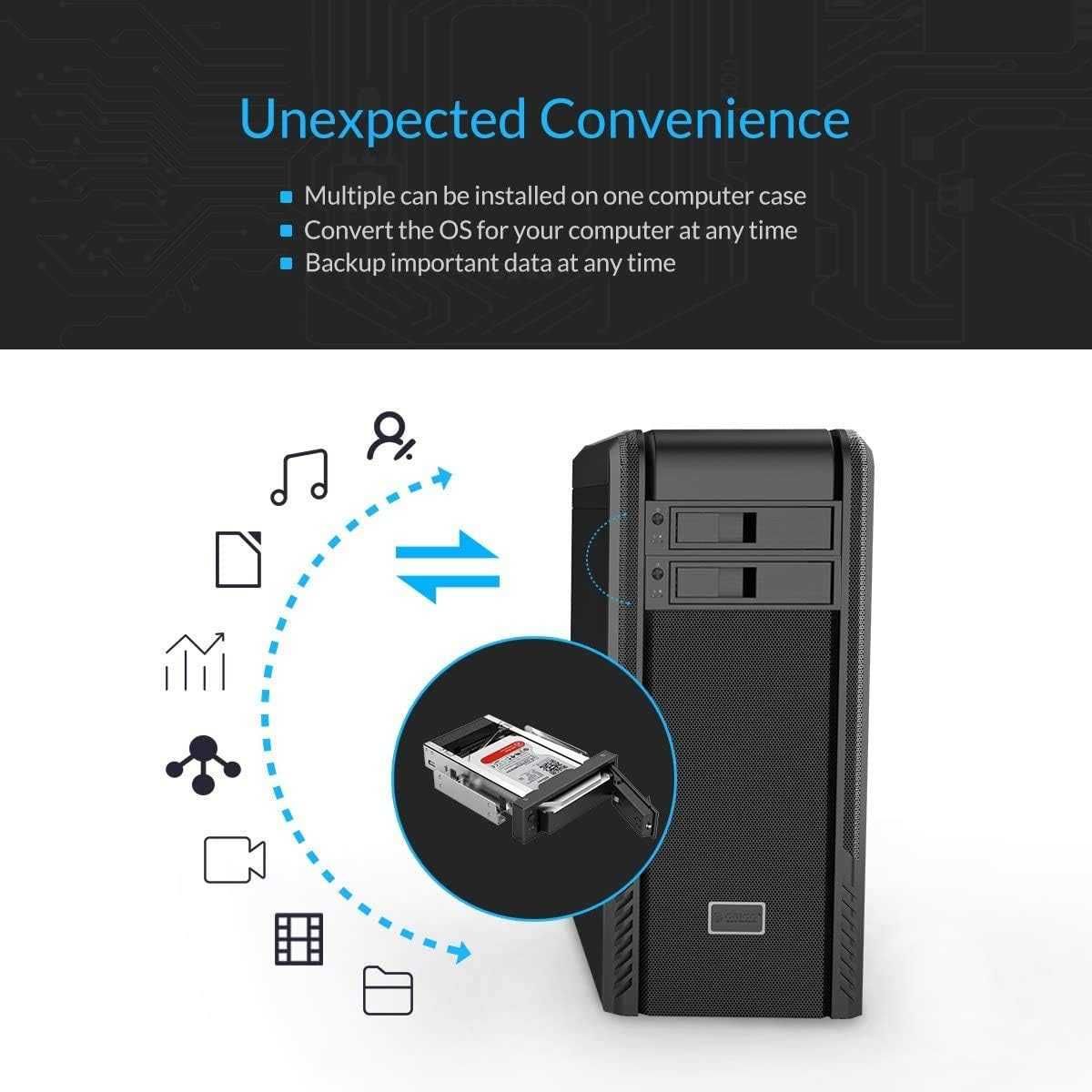 Kieszeń Orico ORICO 1106SS BK-EU 5.25 na 3.5 inch SATA HDD hot swap