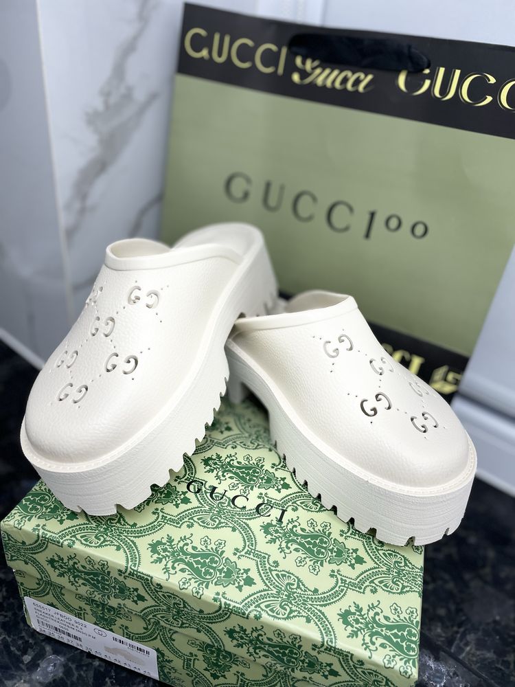 Клоги мюли сабо шлепанцы на танкетке Gucci