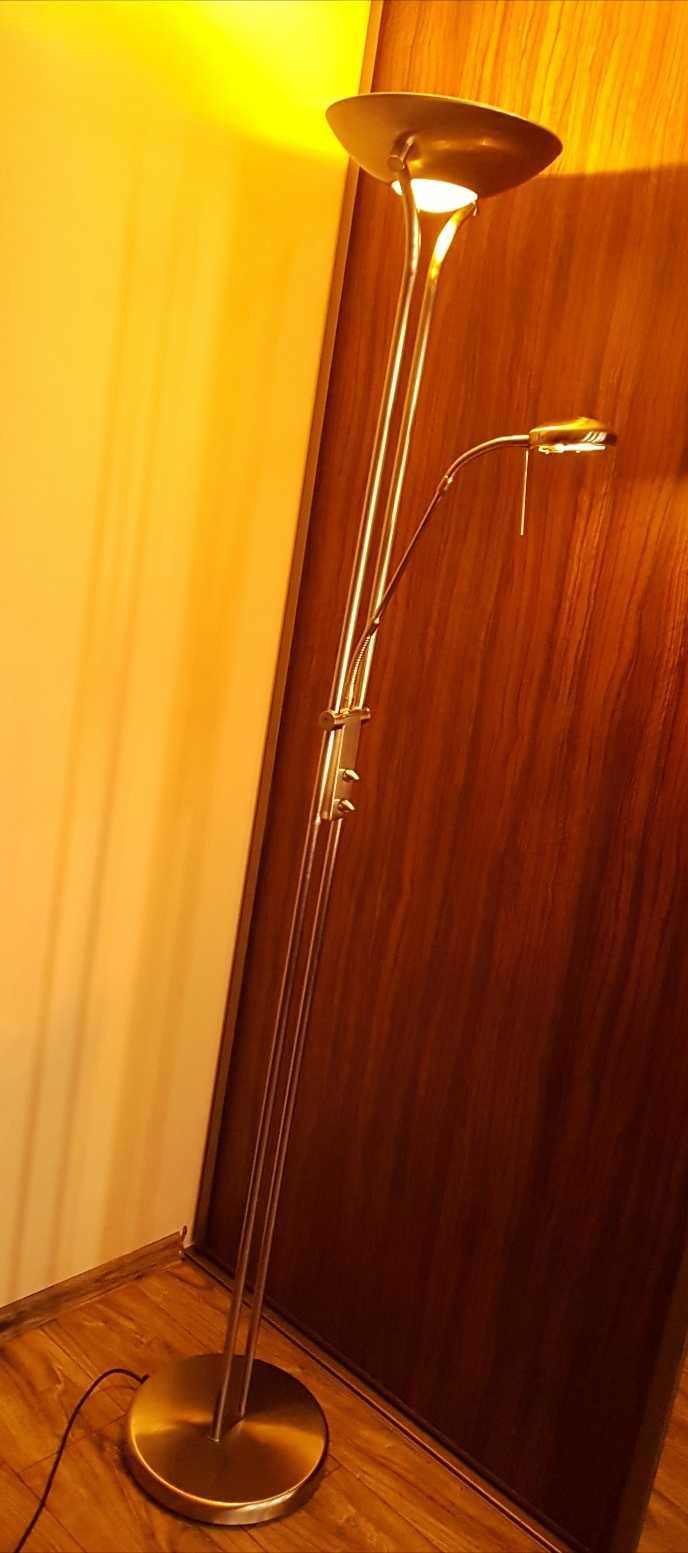 Lampa stylowa nocna stojąca stal szczotkowana polerowana