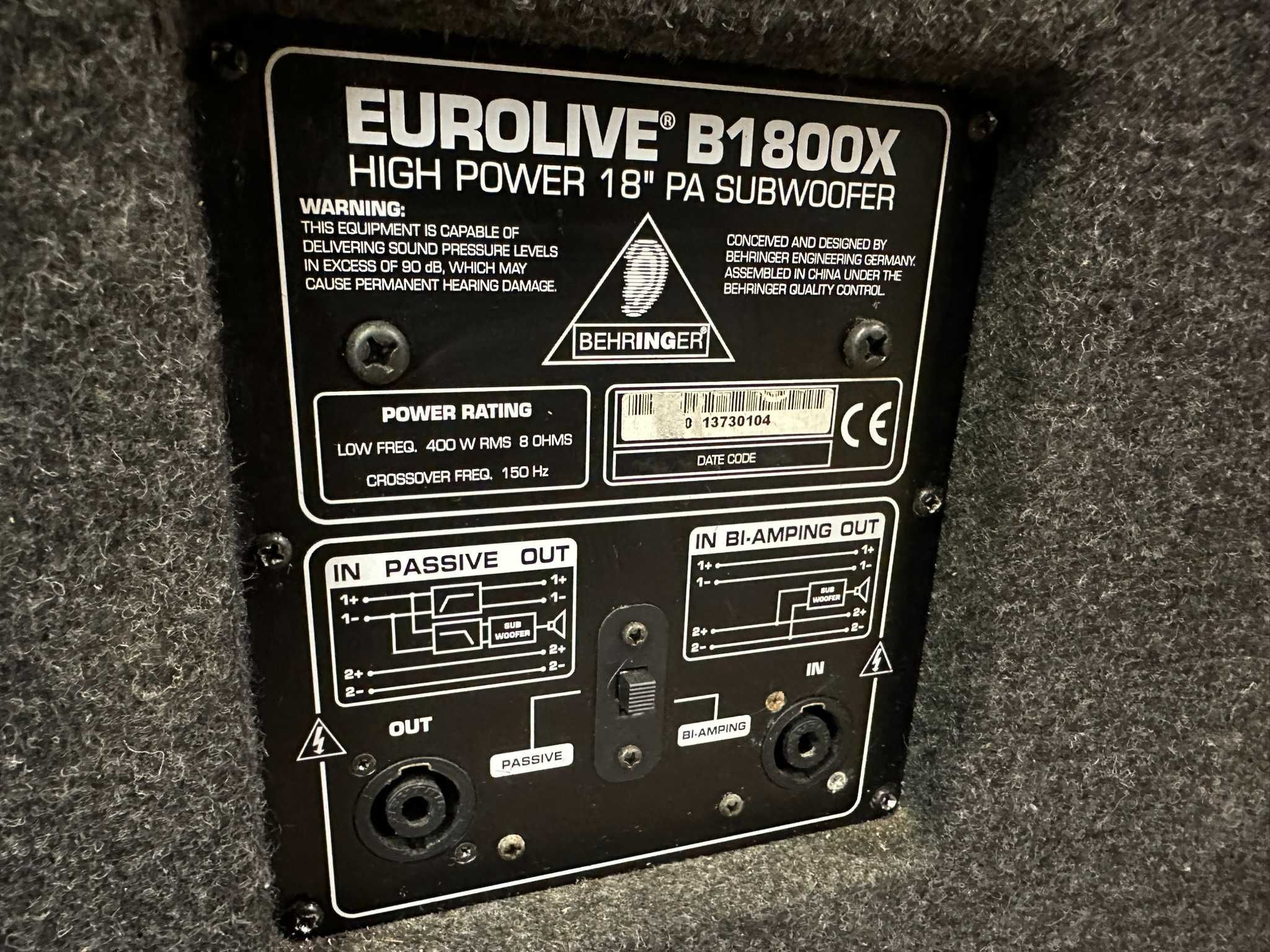 Subwoofer Estradowy Behringer Eurolive B 1800X