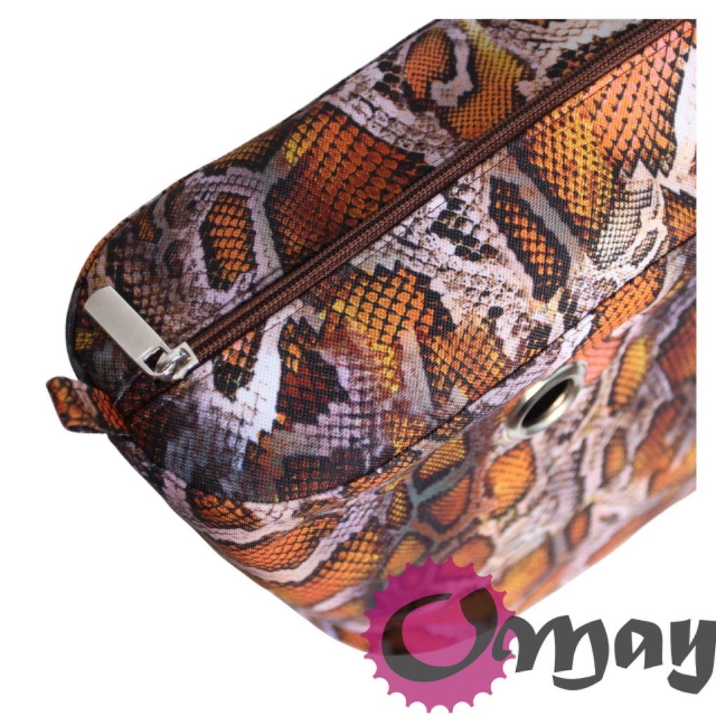 Brązowy organizer do OBAG URBAN wąż wężowy beż piasek wkład VIP OMAY