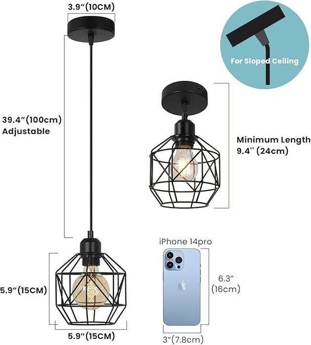 VONCI Nowoczesna lampa wisząca w stylu wiejskim