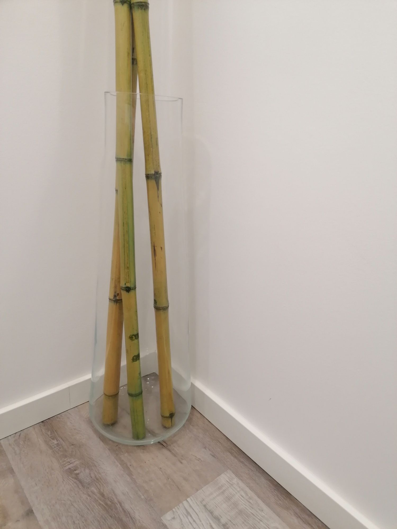 Vaso vidro grande 76cm canas de bambu
