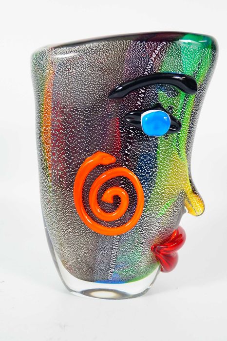 Szklany wazon MURANO Style twarz piękne kolory