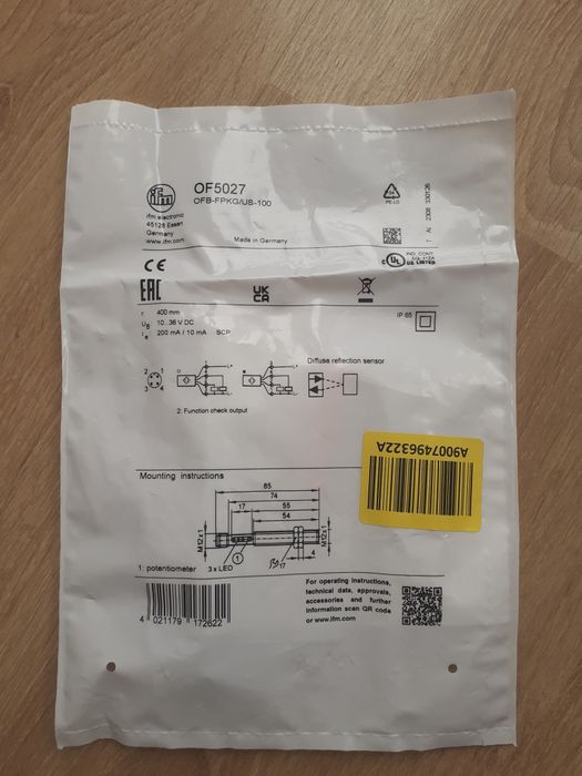Czujnik dyfuzyjny ifm electronic OF5027 - OFB-FPKG/US