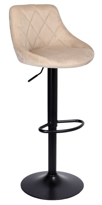 Krzesło barowe CYDRO BLACK welurowe beżowe VELVET