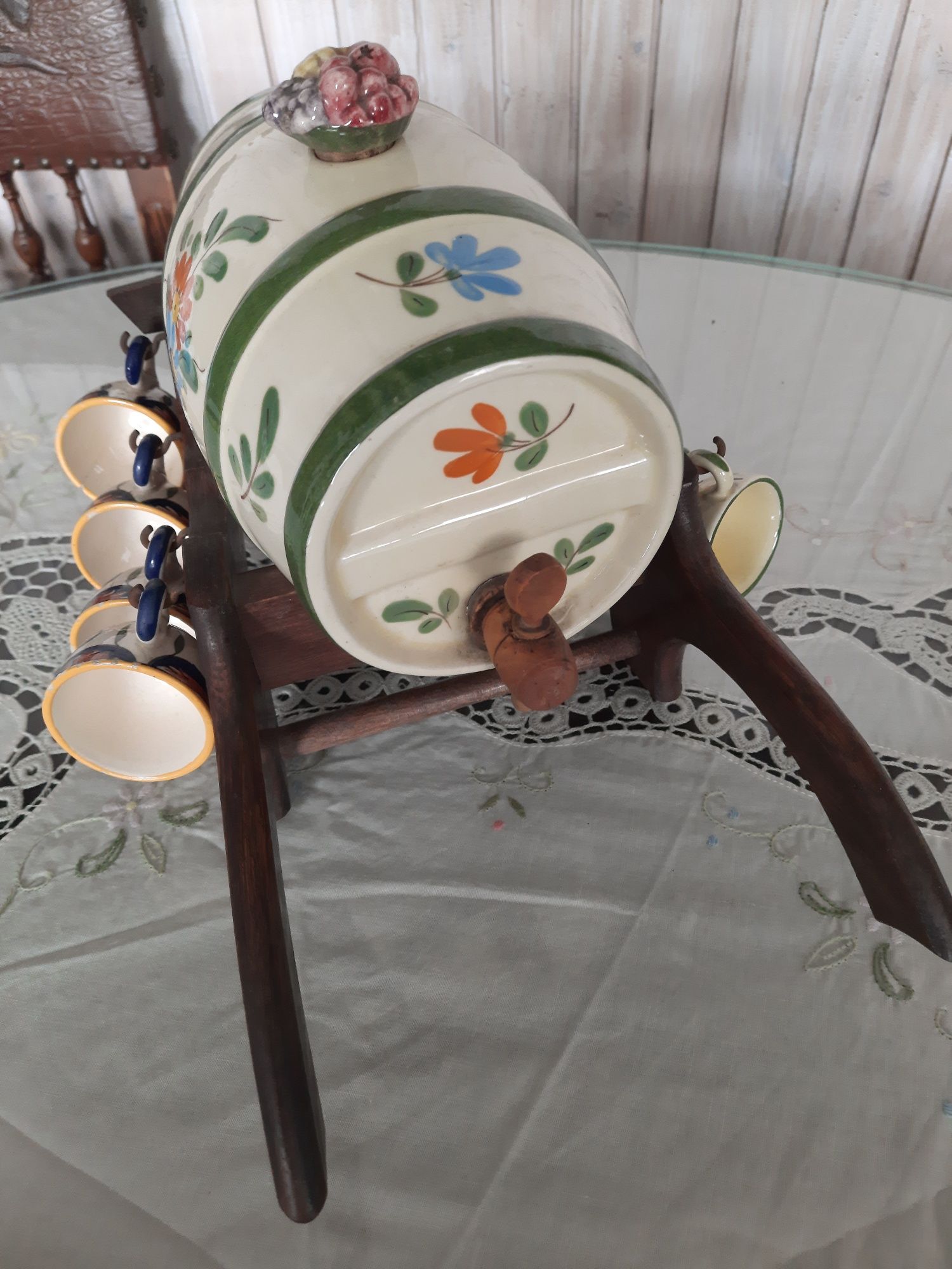 Beczka z fajansu na gorzałke,vintage Francja