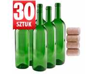 Butelki Bordeaux na wino 750 ml zielone 30 sztuk korki aglomerowane