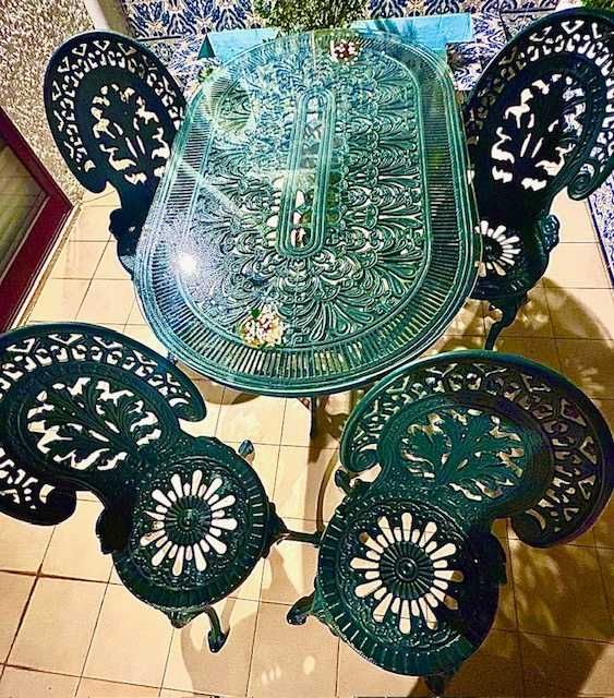 MESA 4 Cadeiras ferro GALVANIZADO