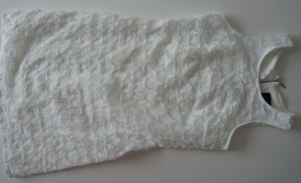 Sukienka krótka, koronkowa,biała, r.36, na chrzest, na wesele, komunie
