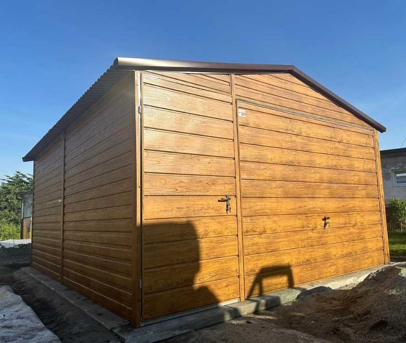 Garaż blaszany 4x6, drewnopodobny garaż, solidna konstrukcja, wiaty