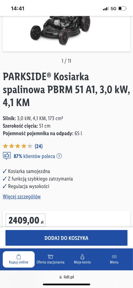 PARKSIDE® Kosiarka spalinowa PBRM 51 A1, 4,1 KM z napędem 2400zl sklep