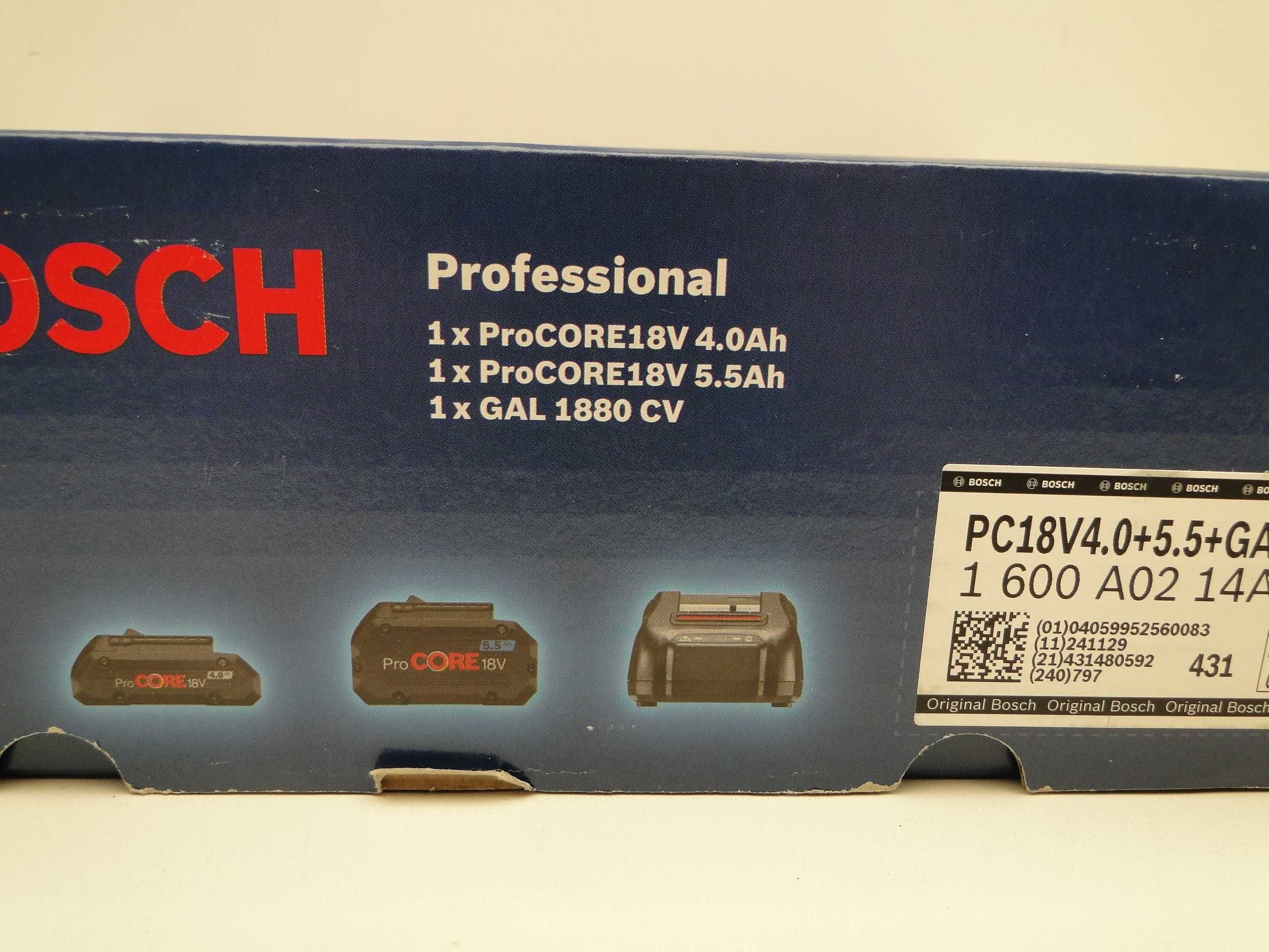 BOSCH ProCore 18V 5,5 Ah+ProCORE 18V 4,0Ah+GAL 1880 CV, Nowe