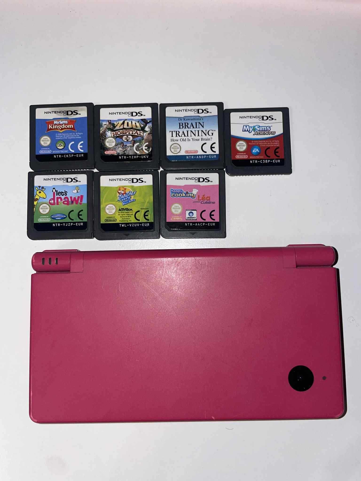Różowe Nintnedo DSi + 7 gier