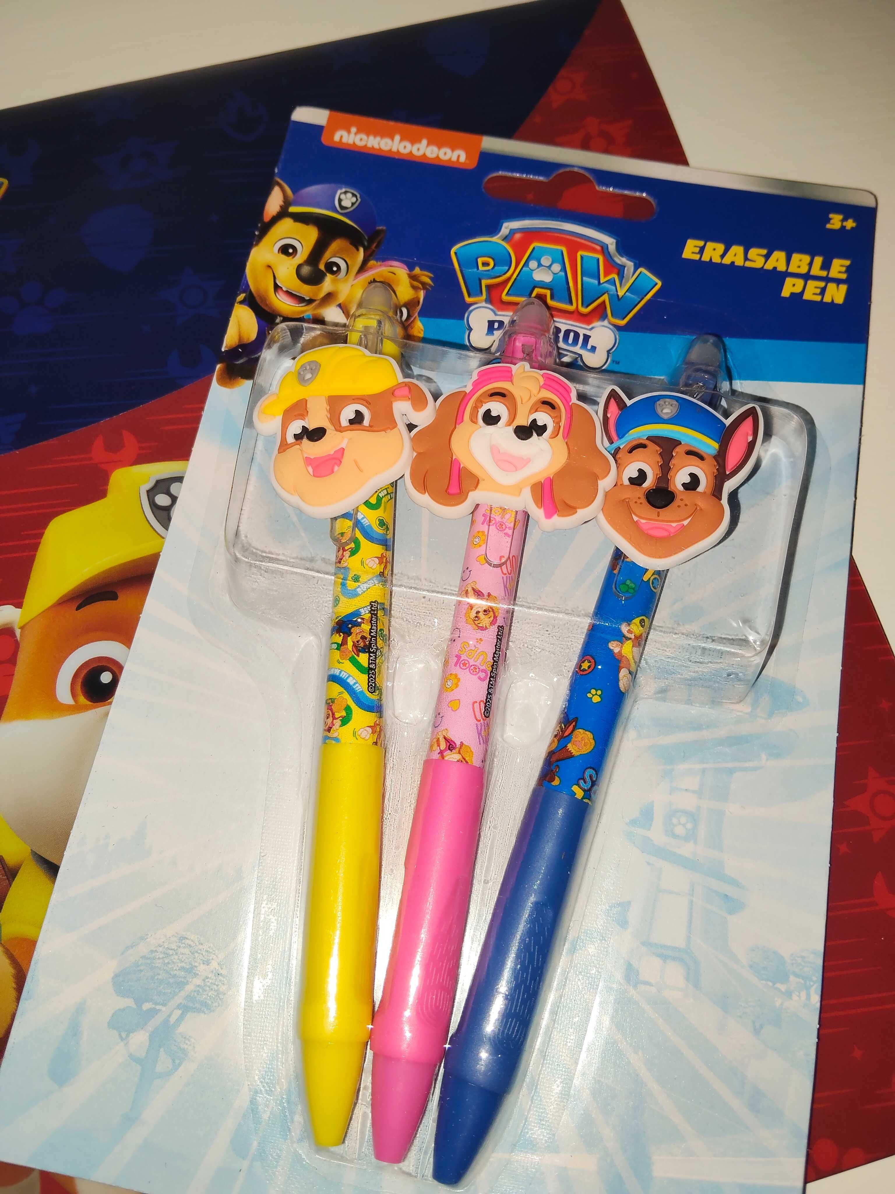 Conjunto capa plástica  e canetas Paw Patrol Patrulha canina