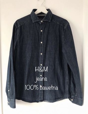 H&M koszula męska jeans denim bawełna basic minimalizm klasyk