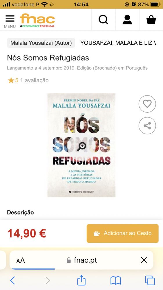 Livro Nós Somos Refugiadas, de Malala Yousafzai