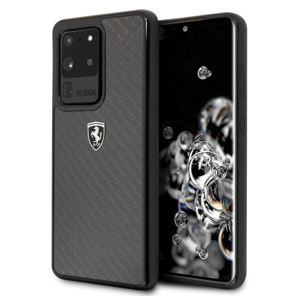 Etui Ferrari Carbon Heritage na Samsung Galaxy S20 Ultra - czarne