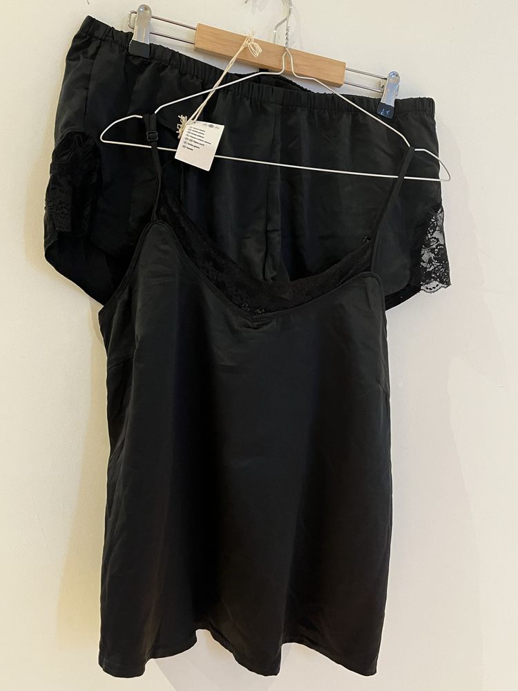 Oyanda nowa czarna satynowa koronkowa piżama damska 40/42 L XL