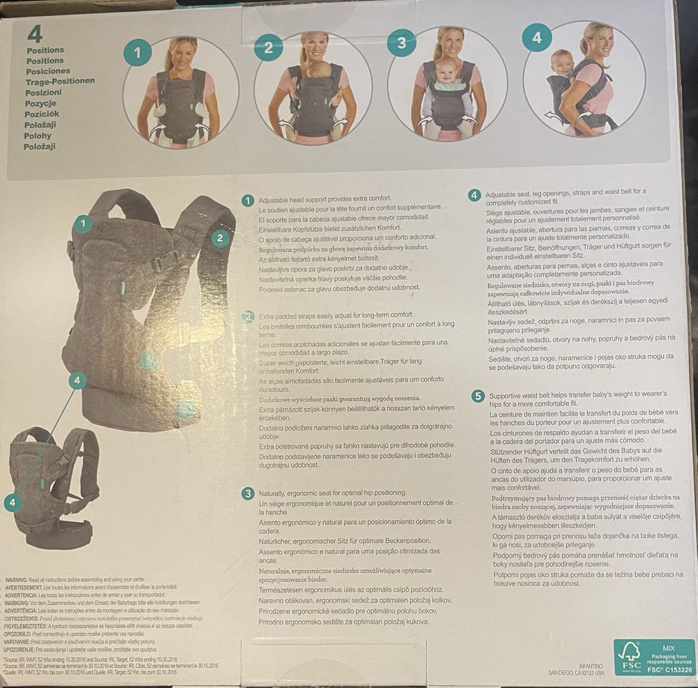 Marsupio para bebe ate aos 14,5 kg. NOVO