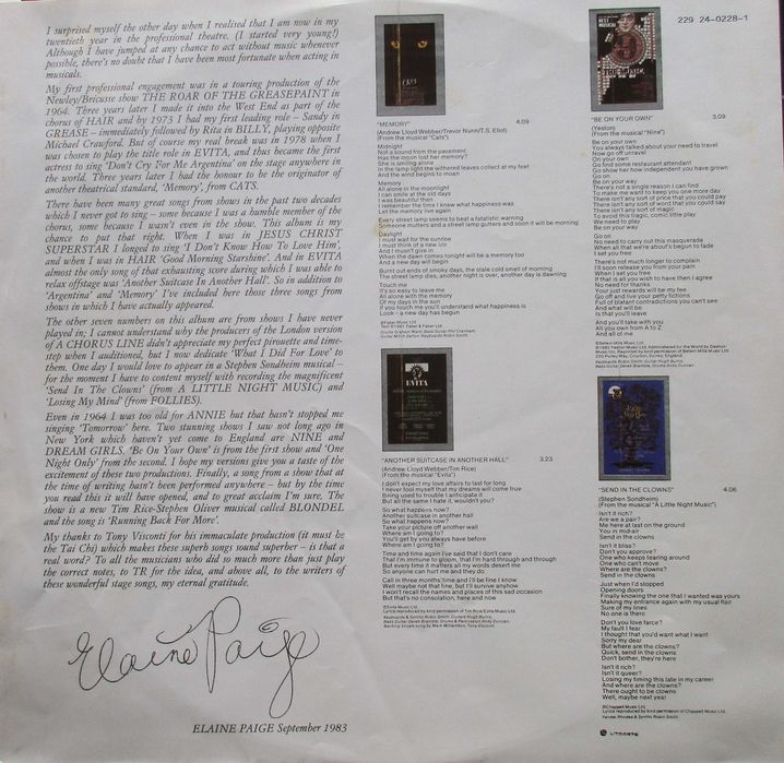 Elaine Paige - - - - - Stages - - - - - LP