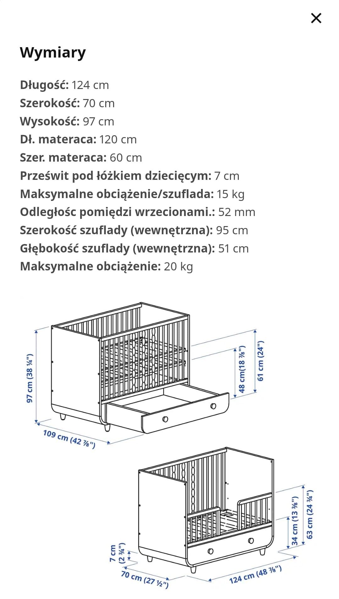 Łóżeczko Myllra z materacem Rücken białe.