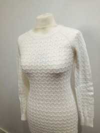Sukienka sweter tunika mleczna śmietanka HM XS S ciepła zima elegancka