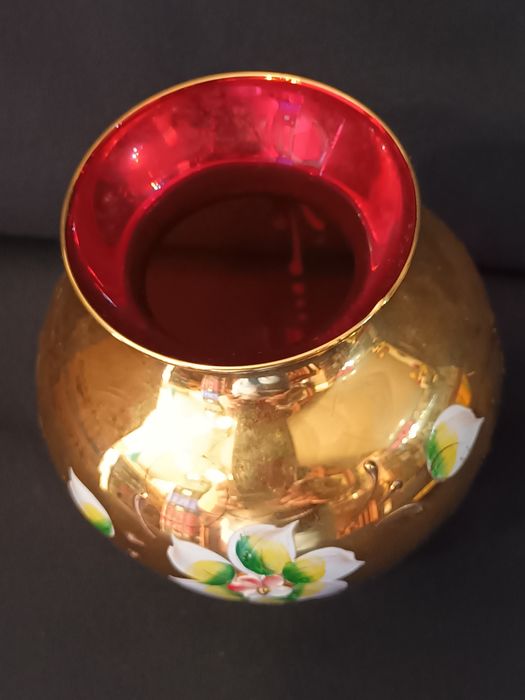 Jarra murano com decoração a ouro