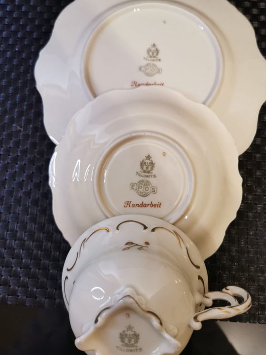 Porcelana Śląska TRIO TILLOVITZ Tułowice Złocona Unikat