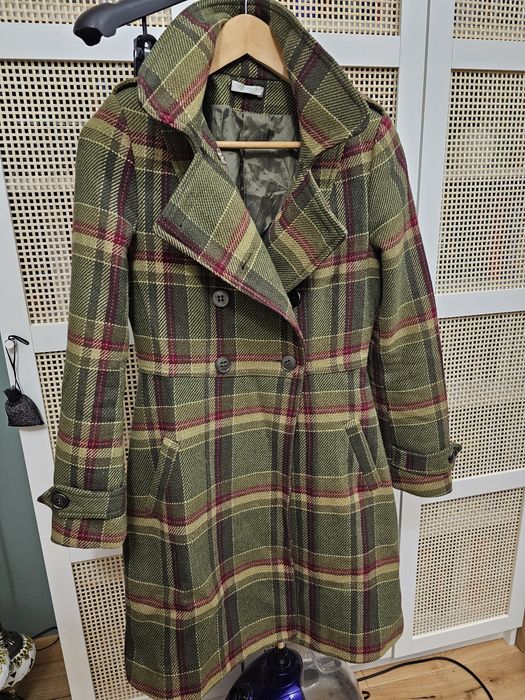 Płaszcz damski Promod w kratę M z wełną