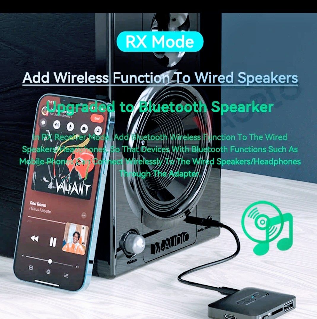Bluetooth 5.4 odbiornik Audio nadajnik obsługuje USB karty U-Disk/TF 3
