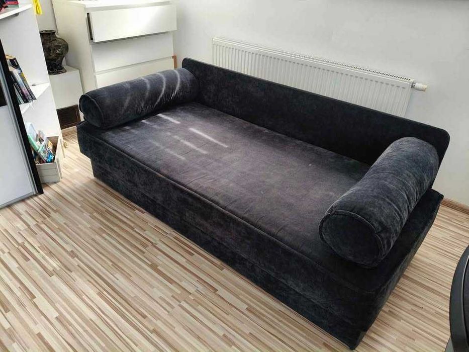 Sofa, z pojemnikiem na pościel, 90x200 cm, + PUFA!